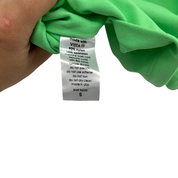 SUSANA MONACO V String Crop Top Cami Lovebird Bright Green Stretch Sm Cotton NEW - Picture 8 of 9